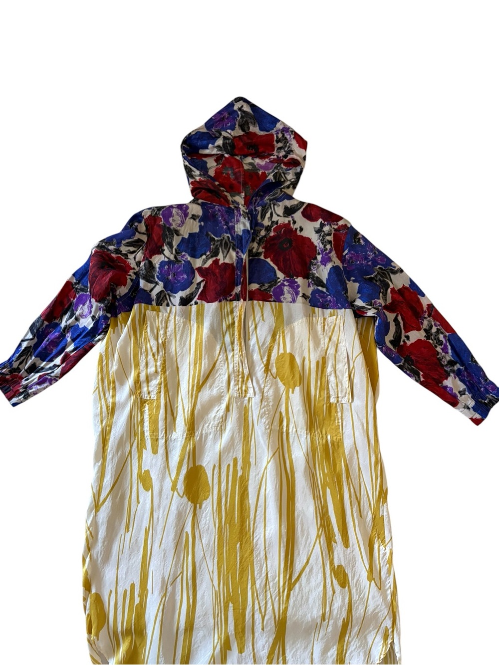 RARE Archival Dries Van Noten 100% Silk Hooded Tunic Dress Size 38 M Floral - Picture 2 of 11